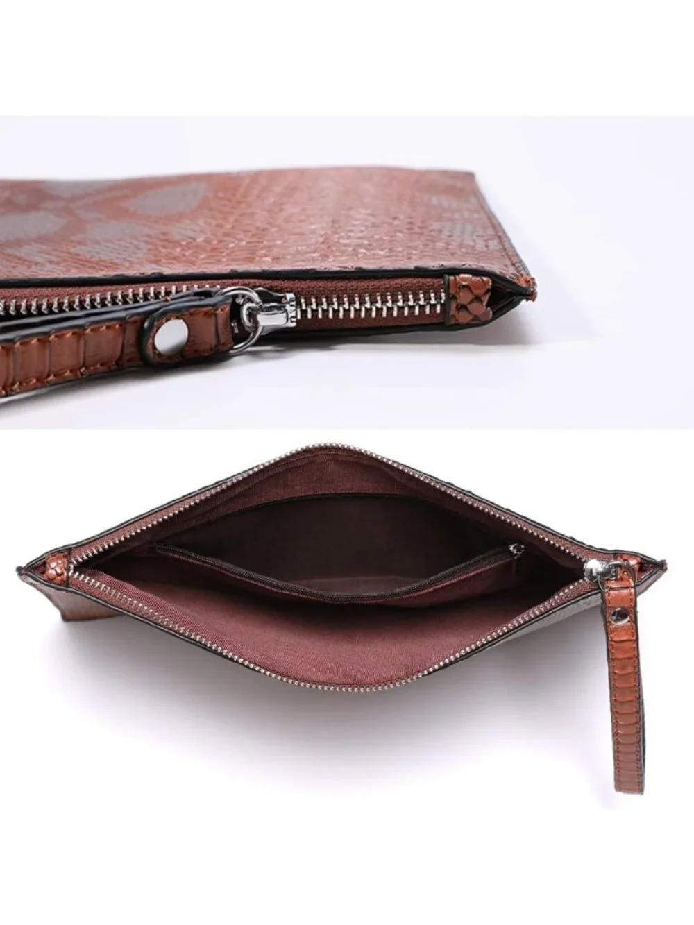 Chic Snakeskin PU Leather Clutch - Stylish Envelope Purse Bag with Hand Strap
